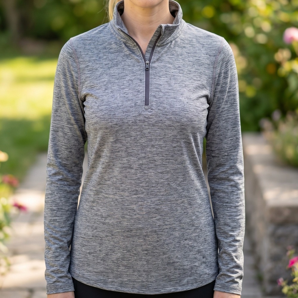 Champion C9 Womens Quarter Zip Pullover Heather Grey Activewear Top K9476-XFS